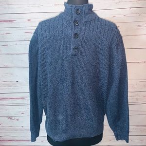 Oscar De La Renta Henley Knit Textured Sweater